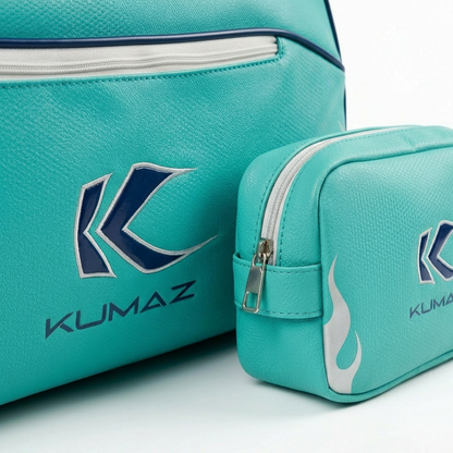 Mini bolso golf Kumaz KGB01 Aqua Blue detalle logo premium