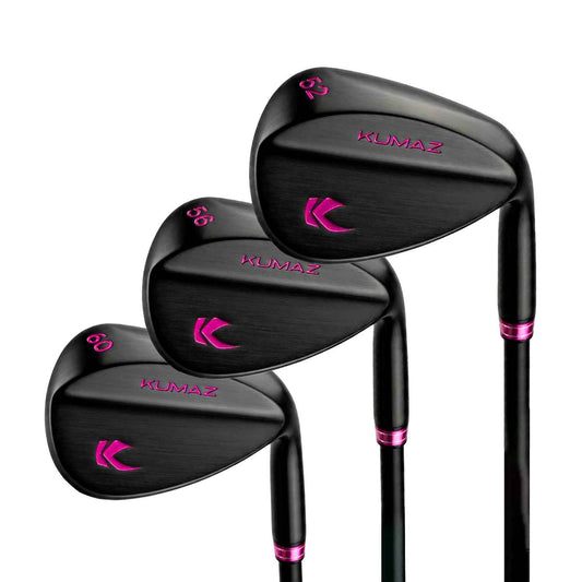 Set wedges golf Kumaz STRYX Blackpink 52 56 60 grados acero negro magenta