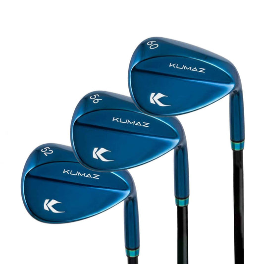 Set wedges golf Kumaz STRYX Celestia 52 56 60 grados acero forjado azul
